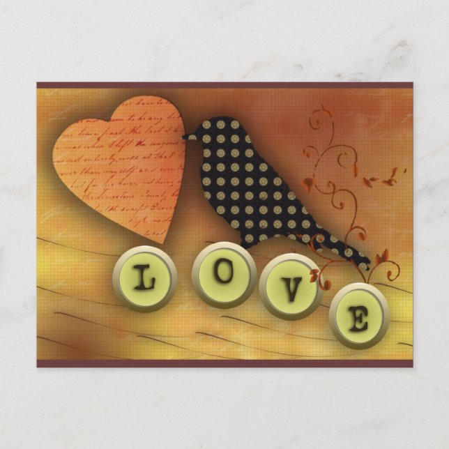 Cartão Postal Pássaro apaixonado (Frente)