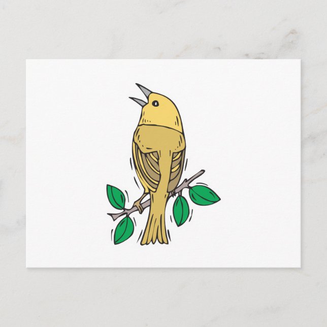 Cartão Postal pássaro-branco-amarelo (Frente)