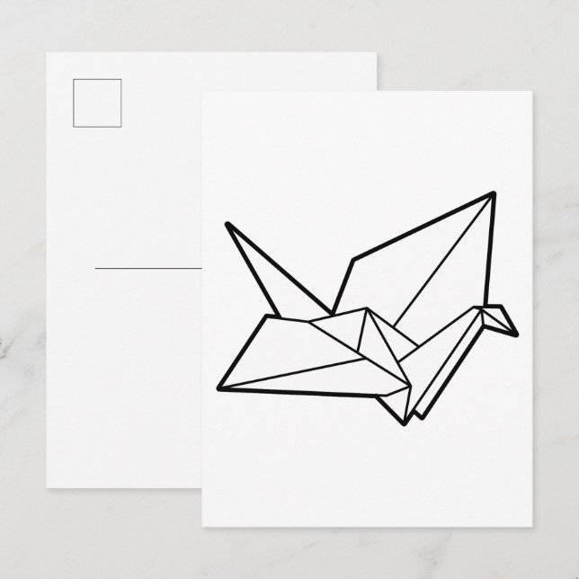Cartão Postal Pássaro de origami (Frente/Verso)