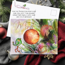 Cartão Postal Pássaro e rato festivos pintados à mão