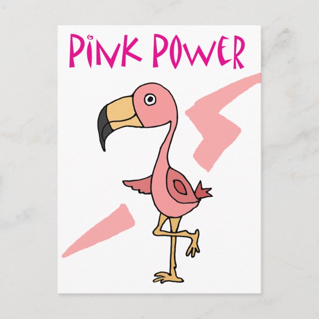 Cartão Postal Pássaro Flamingo de Energia Rosa Inspirador (Frente)