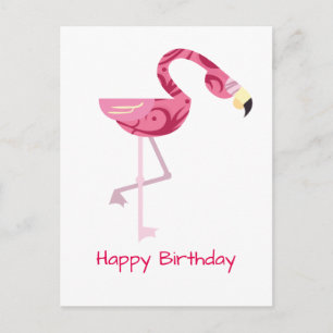 Cartão Postal Pássaro Flamingo Rosa Personalizado