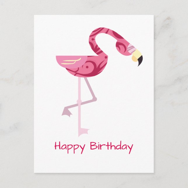 Cartão Postal Pássaro Flamingo Rosa Personalizado (Frente)