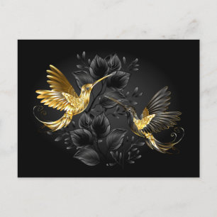 Cartão Postal Pássaro Humino Negro e Dourado