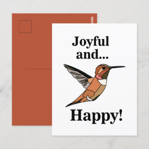 Cartão Postal Pássaro Hummingbird Alegre E Feliz Ave Vigiando