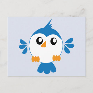 Cartão Postal Pássaro Lilás Azul