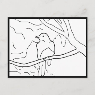 Cartão postal - Pássaro na Ramificação para Cor