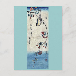 Cartão Postal Pássaro pequeno num galho por Ando, Hiroshige