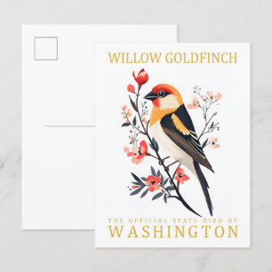 Cartão Postal Pássaro Pintassilgo de Washington Viagem