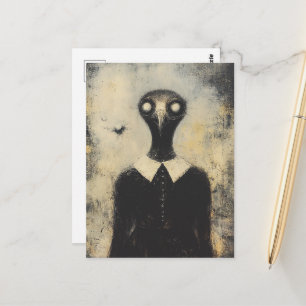 Cartão Postal Pássaro Preto em um Terror de Fantasia de Vestido 
