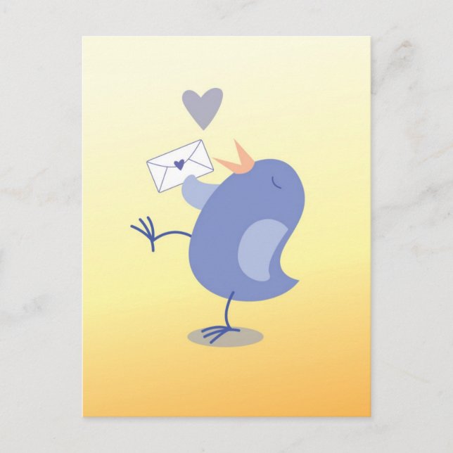 Cartão Postal Pássaro Tweeter bonito com uma carta! (Frente)