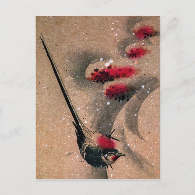 Cartão Postal Pássaro Ukiyo-e (Frente)