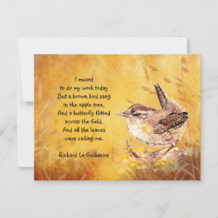 Cartão Postal Pássaro Wren de Aquarela para Pássaros
