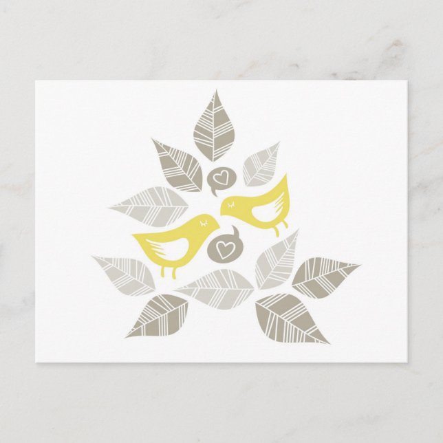 Cartão Postal pássaros amarelos cantando amor (Frente)
