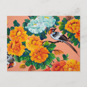 Cartão Postal Pássaros Aquarela Vintage