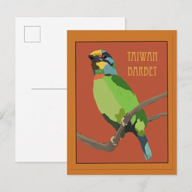 Cartão Postal Pássaros -- Barbudo de Taiwan (Frente/Verso)