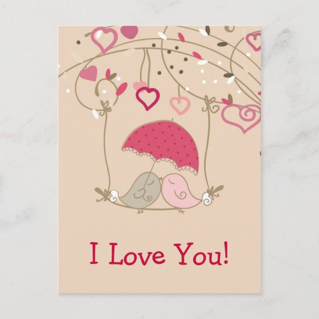 Cartão Postal Pássaros beijando (Frente)