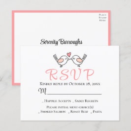 Cartão Postal Pássaros de Amor Bonito, Pássaros Rosa Casando RSV