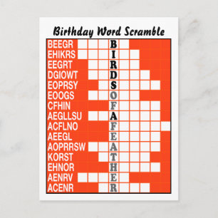 Cartão Postal Pássaros de uma Pena de Palavras