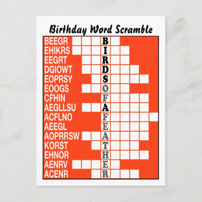 Cartão Postal Pássaros de uma Pena de Palavras (Frente)