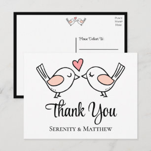 Cartão Postal Pássaros do Amor Casamento Pássaros do Amor Preto