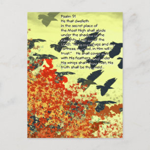 Cartão Postal Pássaros Ele vai te cobrir com suas penas,