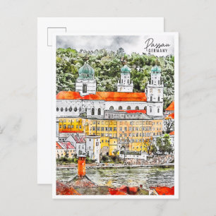 Cartão Postal Passau Alemanha viagens vintage