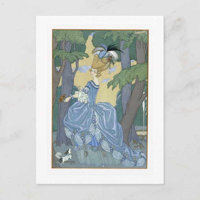 Cartão Postal Passear na Floresta, ilustração de 'Fetes Galant' (Frente)