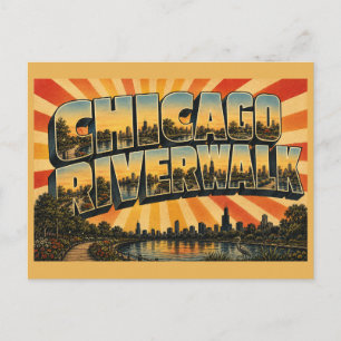 Cartão Postal Passeio à Beira do Rio Chicago Illinois Caminho à