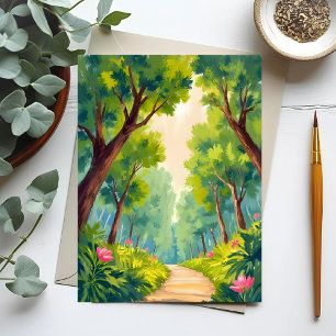 Cartão Postal Passeio Arborizado Exuberante Aquarela da Nature