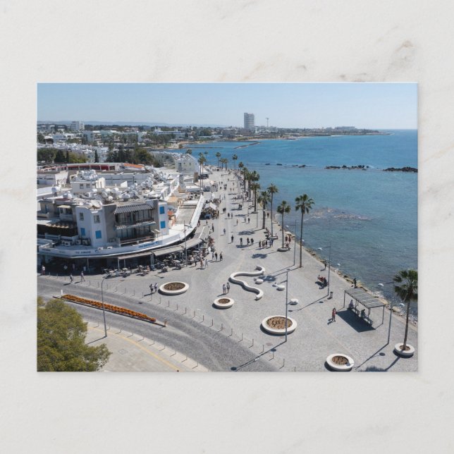 Cartão Postal Passeio da Frente Marítima de Pafos de drone (Frente)