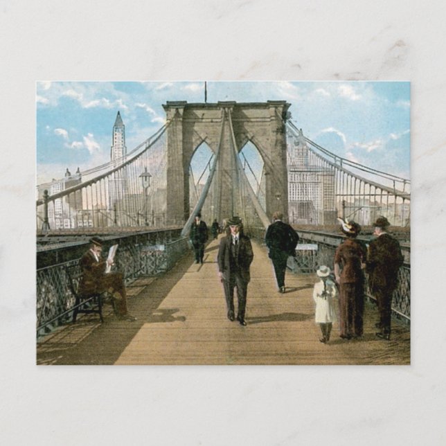 Cartão Postal Passeio da ponte de Brooklyn, Nova Iorque (Frente)