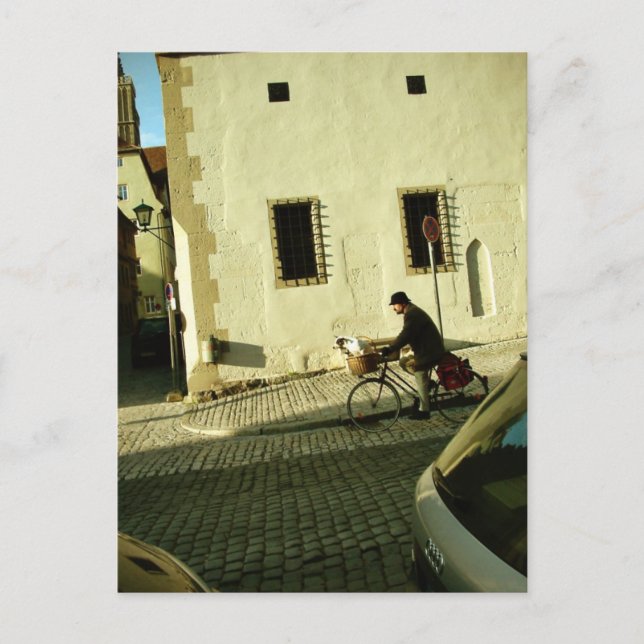 Cartão Postal Passeio de bicicleta lento com o seu cão (Frente)