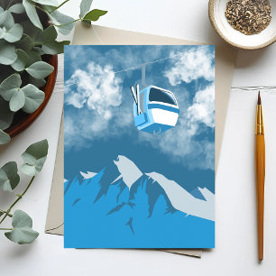 Cartão Postal Passeio de Gôndola Pintura de Inverno na Montanh