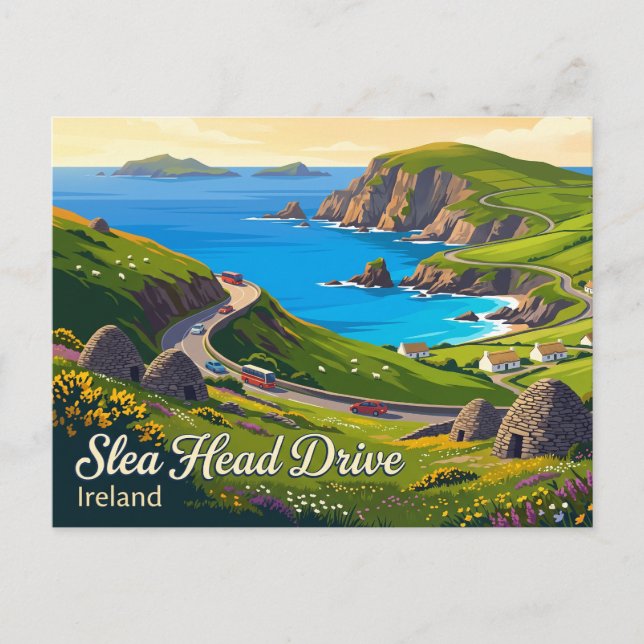 Cartão Postal Passeio de Slea Head Irlanda (Frente)