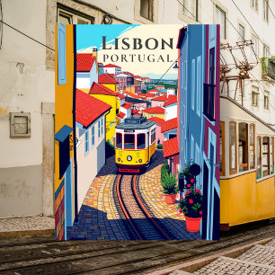 Cartão Postal Passeio de Tram Retro em Lisboa Viagem Vintage