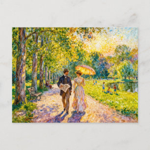 Cartão Postal Passeio Impressionista de Verão no Parque por Volt