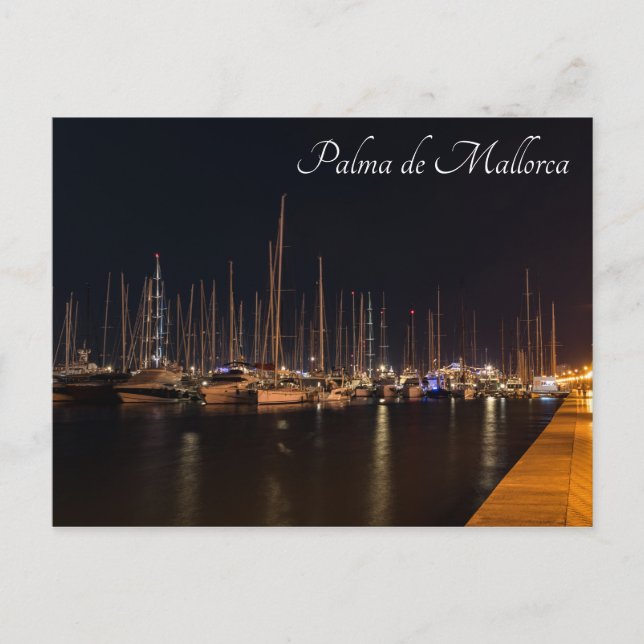 Cartão Postal Passeio marítimo à noite - Palma de Mallorca (Frente)
