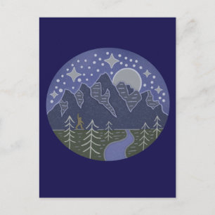 Cartão Postal Passeio Noturno Estrelado do Pé Grande   Arte Folc