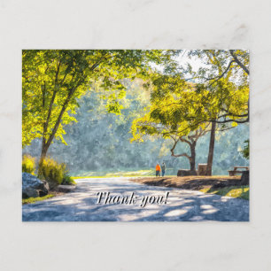 Cartão Postal Passeio pelo Dogwood Pintado à Mão Obrigado