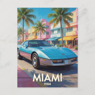 Cartão Postal Passeio Tropical pela Rua de Miami 1984 Flórida