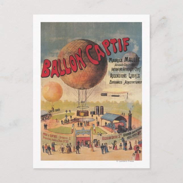 Cartão Postal Passeios do balão prisioneiro em um poster da (Frente)