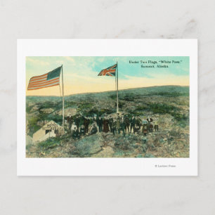 Cartão Postal Passo Branco com Bandeiras Russa e Americana