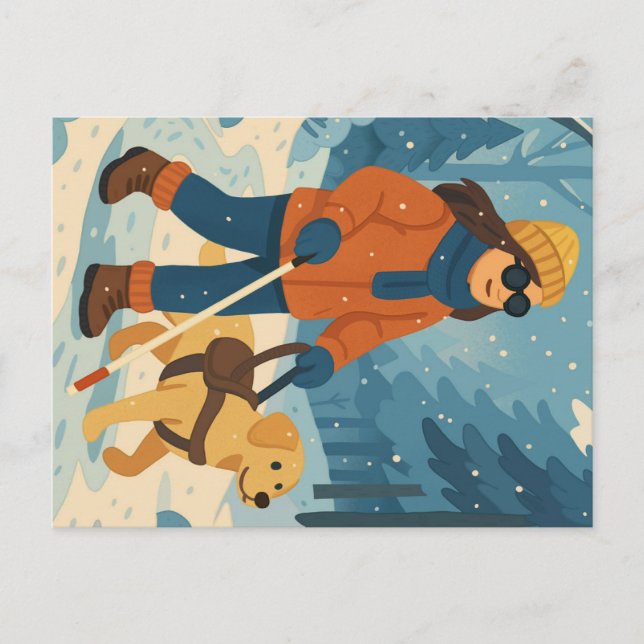 Cartão Postal Passo Inverno com Cachorro Guia - Cartão-postal (Frente)