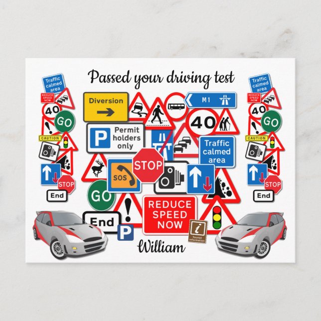 Cartão Postal Passou no teste de direção ~ Parabéns! (Frente)
