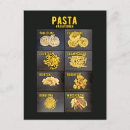 Cartão Postal Pasta Variationen Italienisches Restaurant Zutaten