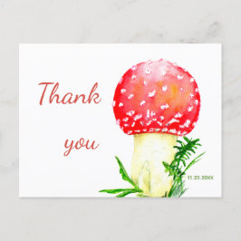 Cartão Postal Pasta vermelha, cogumelo. Obrigado