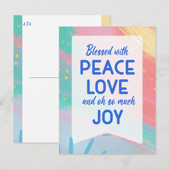 Cartão Postal Pastel Abstract Peace Love Joy Christmas Post Card (Frente/Verso)