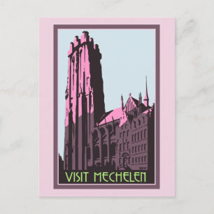 Cartão Postal Pastel art deco visita Mechelen Belgium viagem