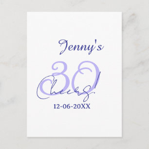 Cartão Postal Pastel comemora 30º aniversário roxo elegante nome